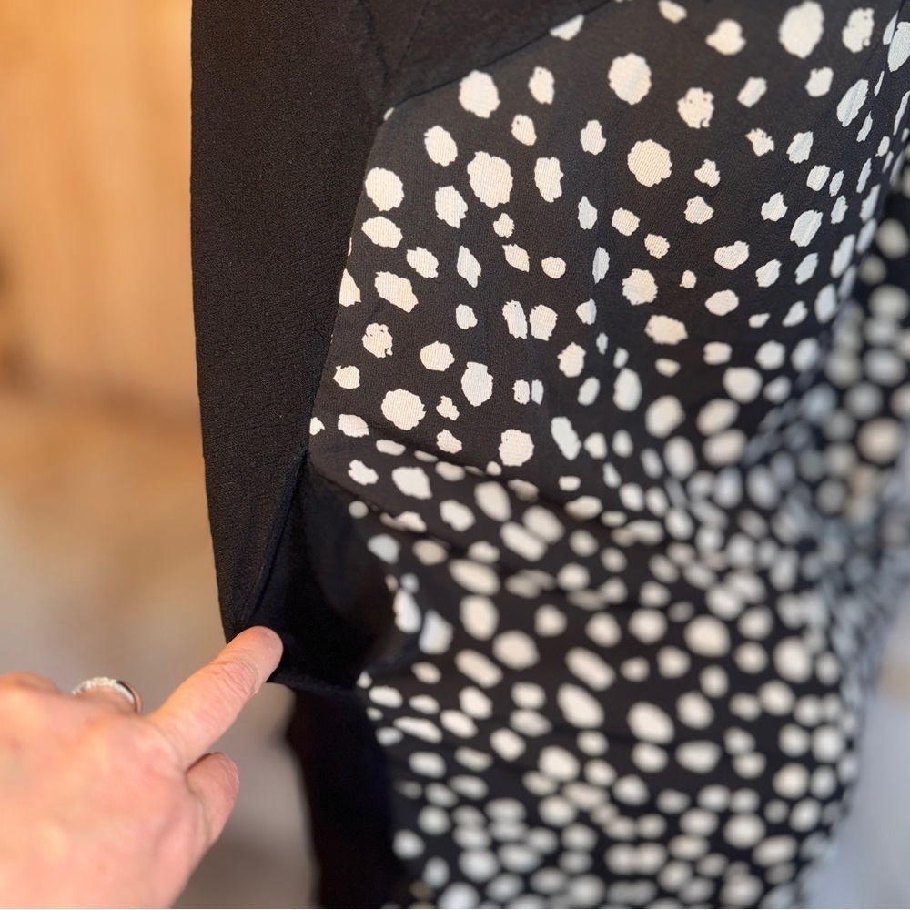 Umgee Black Blouse with chiffon Polka Dot back, boho, tunic​​ - Picture 5 of 13